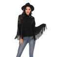 thumbnail image 4 of FANNYC Women Winter Knitted Sweater Pullover Shawl Cloak Coat Texture Oversized Loose Baggy Tassel Fringed Poncho Cape Wrap Jumper With Irregular Hem, 4 of 6