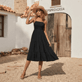 thumbnail image 2 of MLDRA Women’s Summer Sleeveless Midi Dress Spaghetti Strap Flowy Smocked Tiered Loose Fit Casual for Beach Vacation, Black, 2 of 6