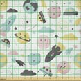 thumbnail image 2 of Ambesonne Space Fabric by the Yard Microfiber, Happy Planets Clouds Rocket, 3 Yards, Pastel Brown and Pale Seafoam, 2 of 2