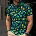 thumbnail image 3 of guisaled St Patricks Day Shirts Mens Short Sleeve Golf Shirt Button Henley Collared T Shirt Clover Graphic Casual Dressy Work Blouses, 3 of 6