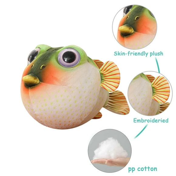 Cute Puffer Fish Plush Toy Cartoon Soft Stuffed Animal Fluffy Toy Throw Pillow Sofa Couch Bedroom Decor Gifts