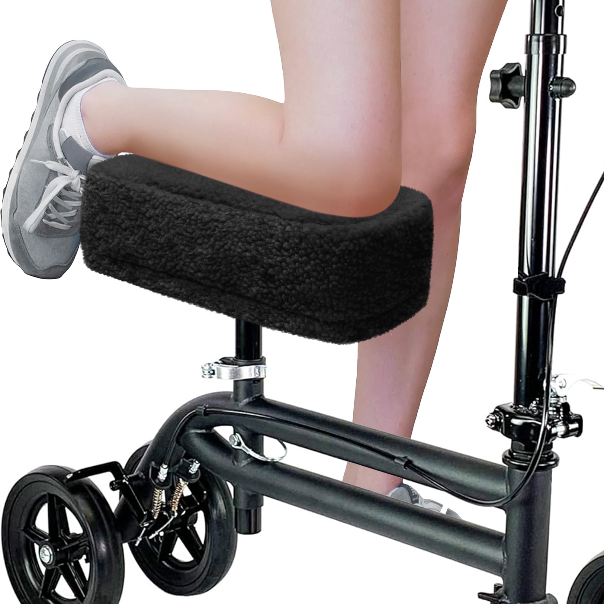 CAVENDY Sherpa Plush Knee Scooter Pad Cover, Non-Slip, Washable, Universal Fit for Knee Walker