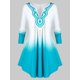 thumbnail image 1 of Más el tamaño de Ombre del color de la túnica camiseta Rosegal Mangas largas de talla grande, 1 of 5