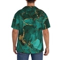 thumbnail image 3 of Gukieu Green Gold Glitter Print Men's Short-sleeved Shirts, Button-down Pocket Shirts, T-shirts, Beach Vacation Travel Summer Clothing-Large, 3 of 5