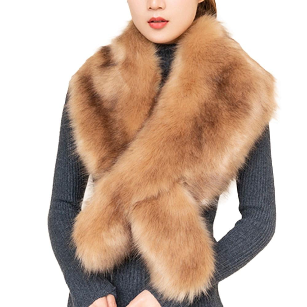 100% Real Farm Fox Fur Collar Women Scarf Shawl Stole Wrap Furry Decoration 