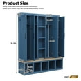 thumbnail image 2 of 63" Farmhouse Hall Tree with Bench and Shoe Storage, 4-in-1 Entryway Bench with 4 Storage Cabinets, 5 Shoe Cabinets and 6 Hanging Hooks, Blue, 2 of 9