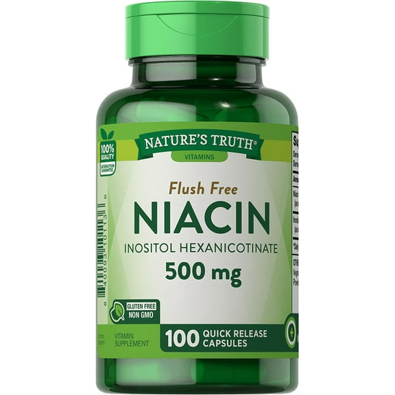 Nature's Truth Flush Free Niacin Inistol Hexanocinate 500mg, 100ct, 6-Pack