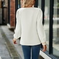 thumbnail image 6 of Pullover Lace Stitching V Neck Long Puff Sleeves Casual Comfortable Chiffon Women Top, 6 of 7