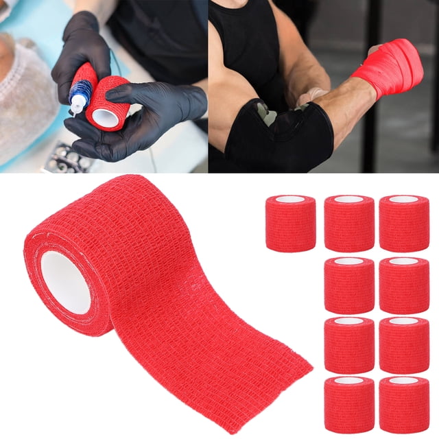 Bandage de Sport Élastique, Rouleau de Bandage Antidérapant Jetable Haute Friction Multifonction pour Rouge