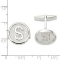 thumbnail image 4 of Auriga Fine Jewelry 925 Sterling Silver Polished Round Dollar Sign Cufflinks for Men, 4 of 5