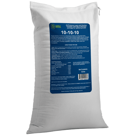 Supply Solutions 10-10-10 Complete Lawn & Garden Granular Fertilizer with Micronutrients – Balanced NPK Plant Food for Soil Health, Blooms & Roots – Safe for Vegetables, Fruits, Lawns (50lbs)