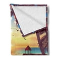 thumbnail image 2 of Beach Soft Flannel Fleece Blanket, Coastal View of Sandy Landscape Holiday Party Wedding Ocean Tropic Print, Cozy Plush for Indoor and Outdoor Use, 70" x 90", Sky Blue Apricot Purple, by Ambesonne, 2 of 5