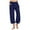 Dark Blue, variant on ibuvkizy Clearance 2024 Cotton Linen Capris Pants for Women Casual Stripe Elastic Drawstring Wide Leg Capris Pants with Pockets Summer Pants for Women
