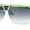 Green - Smoke, variant on Flat Top Half Rim Euro Style Mafia Shield Plastic Oversize Sunglasses Black - Blue Brown