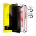 thumbnail image 1 of xixishop Privacy Screen Protector for iPhone 15 6.1-Inch with Camera Lens Protector, Anti-Spy Tempered Glass Film, Easy Installation Tool, 2-Pack Each, 1 of 1