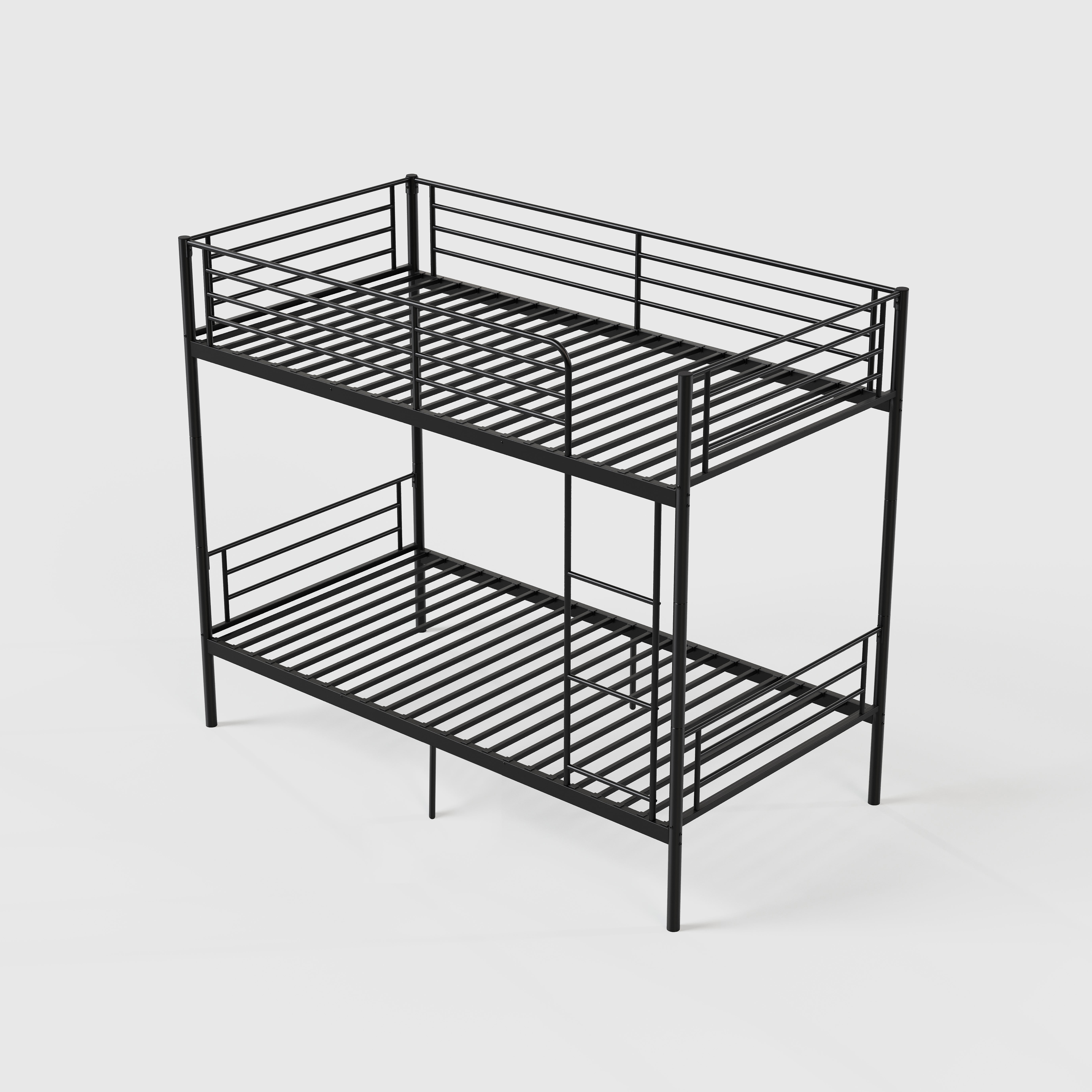 MAYEERTY Twin Over Twin Metal Bunk Bed with Ladder and High Guardrail, Heavy Duty Steel Frame, Space-Saving Bed for Kids Teens Adults Bedroom Dorm, No Box Spring Needed