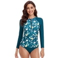 thumbnail image 2 of Women 2 Piece Rash Guard with Bottom Long Sleeve Zipper Swimsuit UPF 50 Bathing Suit -XL, 2 of 7
