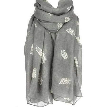 Lady Womens Long Cute Owl Print Scarf Wraps Shawl Soft...