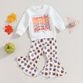 thumbnail image 2 of Okbabeha Toddler Baby Girl Thanksgiving Outfits Thankful Long Sleeve Sweatshirt Top+Flare Bell Bottom Pants Set Fall Clothes, 2 of 7