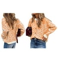 thumbnail image 3 of Leopard Cardigan Open Front Button Up Sweaters for Women Long Sleeve Cropped Cardigan Jackets Orange XL, 3 of 9