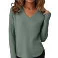 thumbnail image 1 of Breezora Chandail à Col Rond pour Femmes à Manches Longues Automne 2025 Tendance Grande Taille pour la Mode Quotidienne Taille TG Vert, 1 of 5