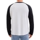 thumbnail image 3 of Camiseta de manga larga para hombre, color bloque, estilo casual, tipo raglán, XL, negra y blanca, 3 of 6