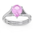 thumbnail image 2 of 2.00 Ct Pear Cut Simulated Pink Sapphire Gemstone Sparkle Solitaire Engagement Ring for her 18K White Gold Size 3 by Diamond Capitals, 2 of 8