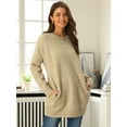 thumbnail image 4 of DARING DIVA Round Neck Pullover Long Sleeve Casual Sweater M Khaki, 4 of 7