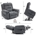 thumbnail image 3 of Power Lift Recliner for Elderly 28 Inch Wide Seat, Lay Flat Lift Chair with Heat Massage, Cup Holder & Wireless Phone Charger, USB Type C Charging, Big Tall 400 lbs, 3 of 9