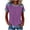 Purple., variant on Agkizg Women's Crew Neck Short Sleeve Waffles Knit Top Striped Print Casual Daily Fashion Solid Color Basic Blouse