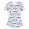 thumbnail image 1 of LSLJS Women Fashion Short Sleeve V-neck Tops Working Uniform Print Blouse, Womens Plus Scrubs, 1 of 4