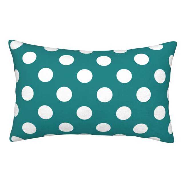 Fotbe Teal And White Polka Dot Funda de Almohada Decorativa Estilo Occidental, Lujo en Algodón, Fundas para Almohadas King, Cojín Estampado para Decoración del Hogar-20"x30"