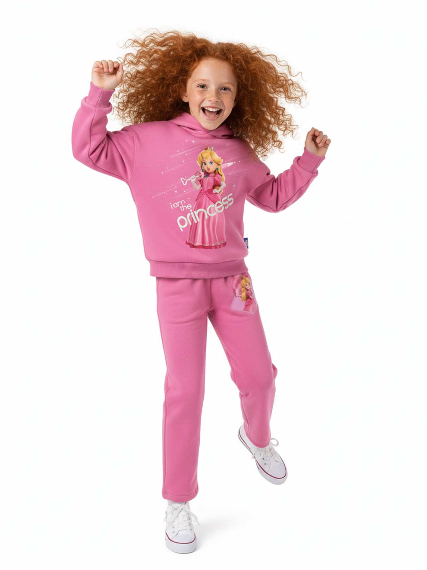 Super Mario Bros. Girls' & Big Girls' Graphic Sweatpants, Peach, Sizes 4-16