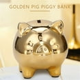 thumbnail image 2 of Ceramic Gold Pig Piggy Bank Cute Coin Piggy Bank Furnishings Lucky Pig Decoration,Gold Pig, 2 of 8