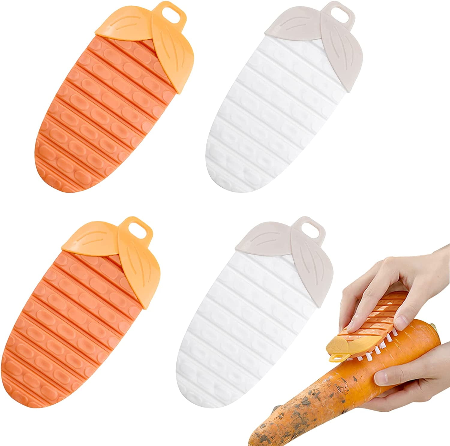 Cute Carrot Shaped Bendable Vegetable & Fruit Cleaning Brush, Kitchen