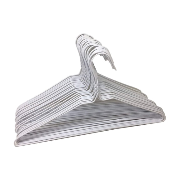 Steel Wire Hangers 30 pack, Heavy Duty Metal Clothes Hangers for Drying Delicates, Thin Plastic Coated Rust Proof, Space Efficient, White