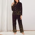 thumbnail image 2 of Naloa Gold stars luxury sparkling Pajamas for Women Set, Womens Pajama Sets, Lounge Sets for Women, 2pjs for Women-Medium, 2 of 7