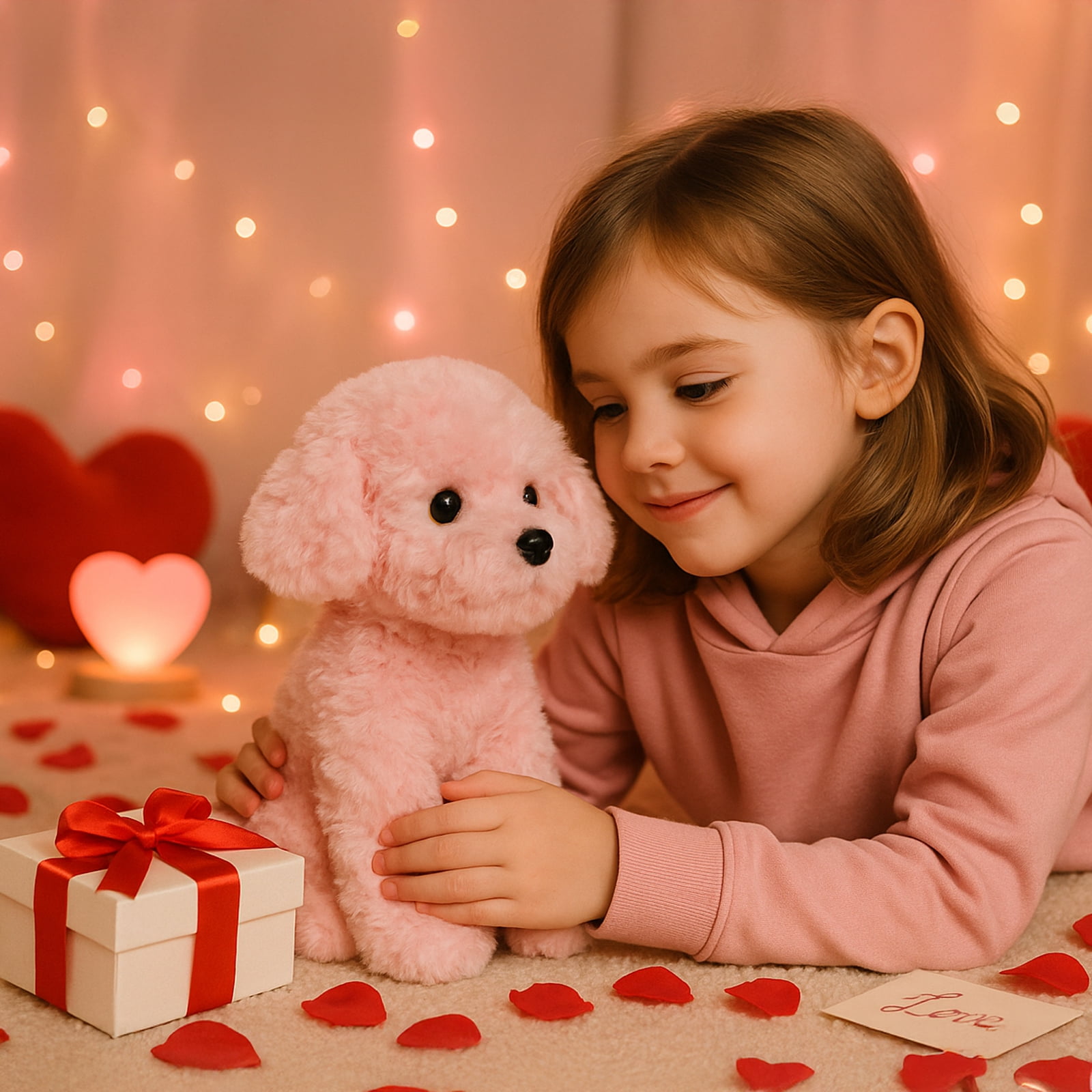 Weigedu Pink Puppy Dog Stuffed Animal Plush Toy, 12.6 Inches