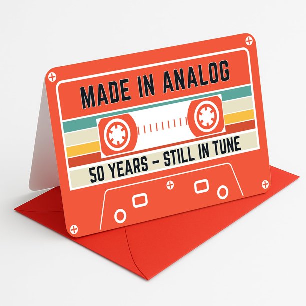 Tarjeta de felicitación HOMEVAGE, cinta de casete retro para 50 cumpleaños