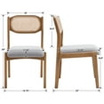 thumbnail image 2 of Dayalane Farmhouse Rattan Dining Chairs Set of 2, Mid Century Modern Dining Side Chairs, Linen Upholstered French Country Kitchen Chairs with Hardwood Frame for Dining Room Kitchen, Grey, 2 of 8