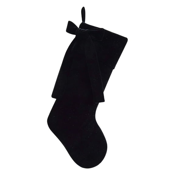2 Pack Velvet Christmas Stockings, 18 Inch Bow Stocking with Soft Velvet & Elegant Bow Accent for Fireplace Mantel, Christmas Tree, Party & Modern Holiday Decor Black