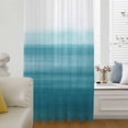 thumbnail image 6 of Turquoise White Ombre Sheer Curtains 45 Inches Long, Modern Country Abstract Stripes Light Filering Curtains, Breathable Simi Curtain Privacy Drapes for Kitchen Bathroom Small Window Treatment, 6 of 9