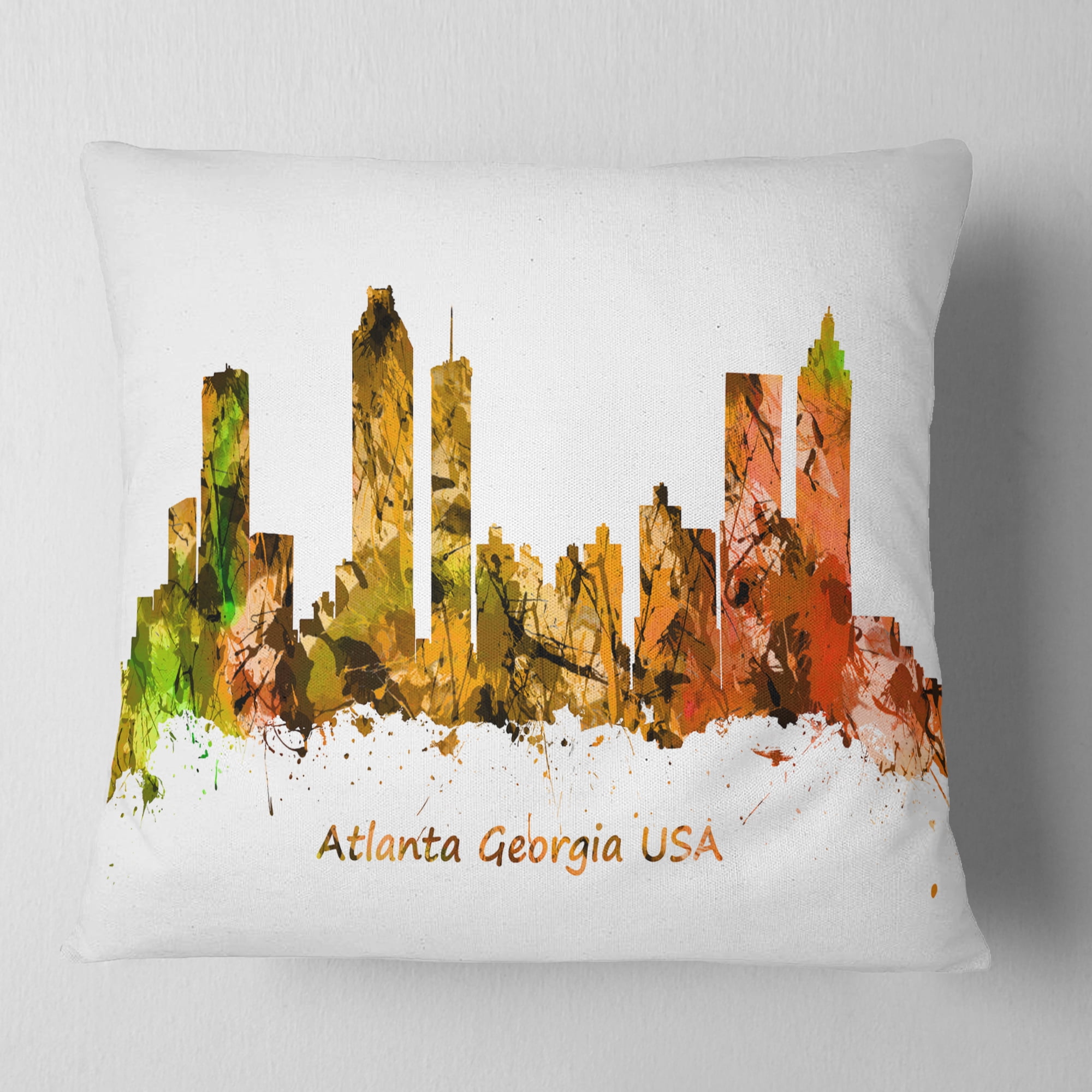 Designart Atlanta Georgia Skyline - Cityscape Throw Pillow - 16x16