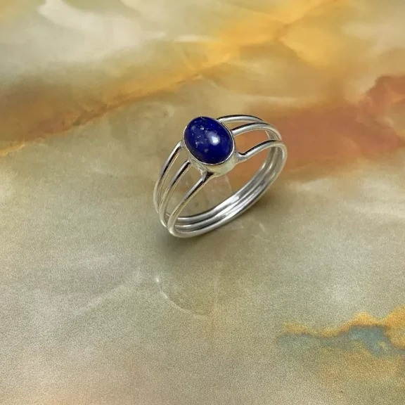 Stunning 925 Sterling Silver Ring with Lapis Lazuli Gemstone Handmade Jewelry