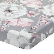 Lambs & Ivy Signature Botanical Baby Watercolor Floral Cotton Crib Sheet - Gray