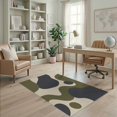 thumbnail image 2 of ODIKA 4'x6' Washable Area Rug Pet Friendly, Non-Shedding Olive Navy Fluid Abstract Design Elegant Geometric Flow with Contemporary Feel for Bedroom, Reading Nook, 2 of 7