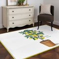 thumbnail image 4 of Summer Yellow Lemons Washable Area Rugs 4'x6', Green Leaf Botanical Garden Frame Low Pile Throw Living Room Rug Non-Slip Sturdy Edge Binding Carpet for Indoor Entryway Bedside Kitchen, 4 of 9