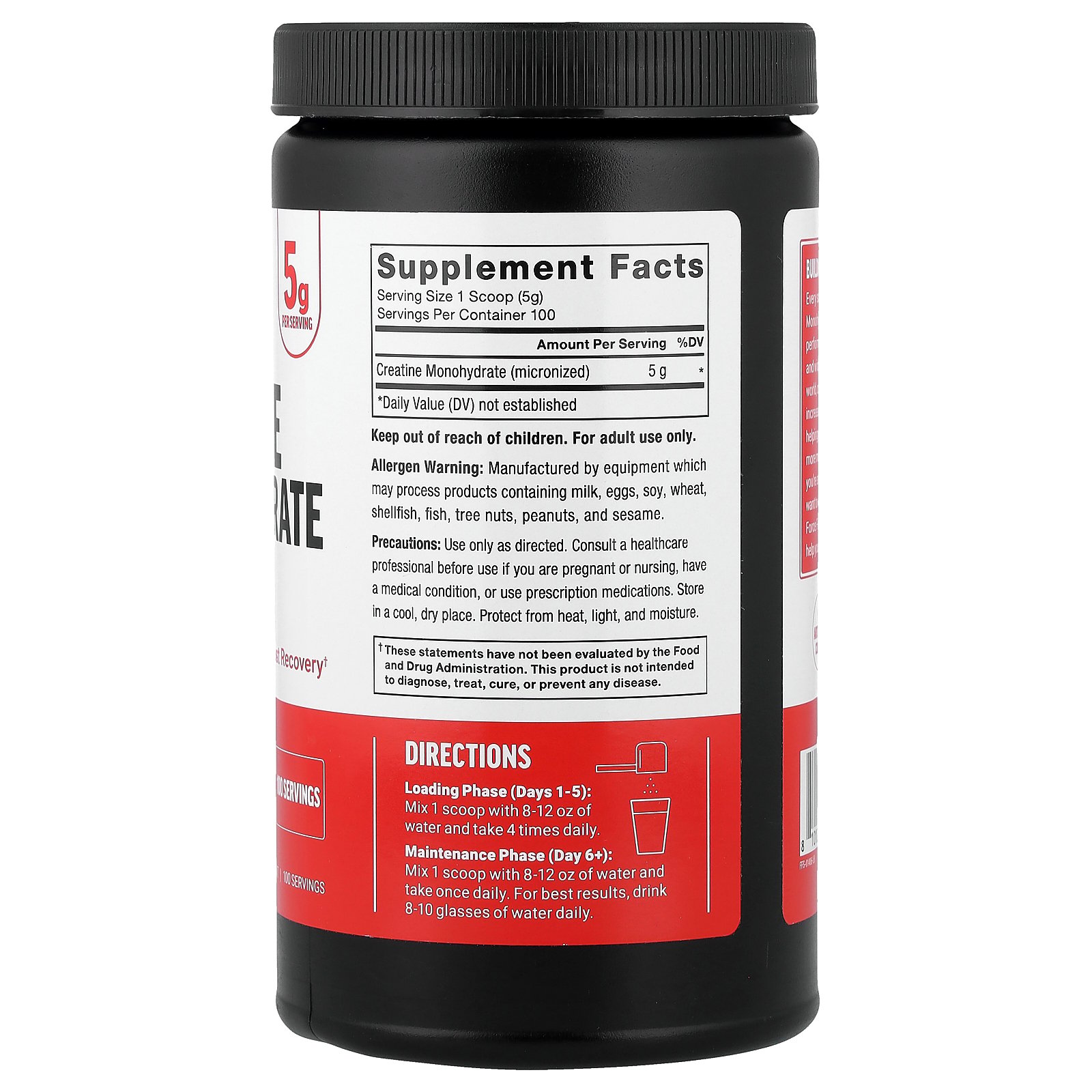 Force Factor Creatine Monohydrate Powder, Unflavored, 17.6 oz (500 g)