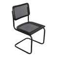 thumbnail image 2 of Breuer Chair Company Marcel Breuer B32 Cesca Cane Cantilever Side Chair w/ Black Steel Frame Black Wood & Black Cane (Made in Italy) by Furnish Theory, 2 of 14