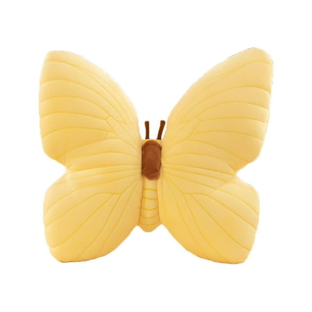 Elegant Butterfly Shaped Throw Pillow with Lace Trim Soft Butterfly Shaped Throw Stuffed Seat Cushion Pad Cute Butterflys Decorative Throw Pillows for Sofa Living Room Bedroom Yellow